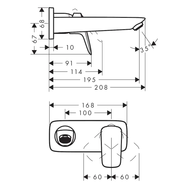 Hovedbilde Hansgrohe Logis 1-greps Innebygd Servantbatteri