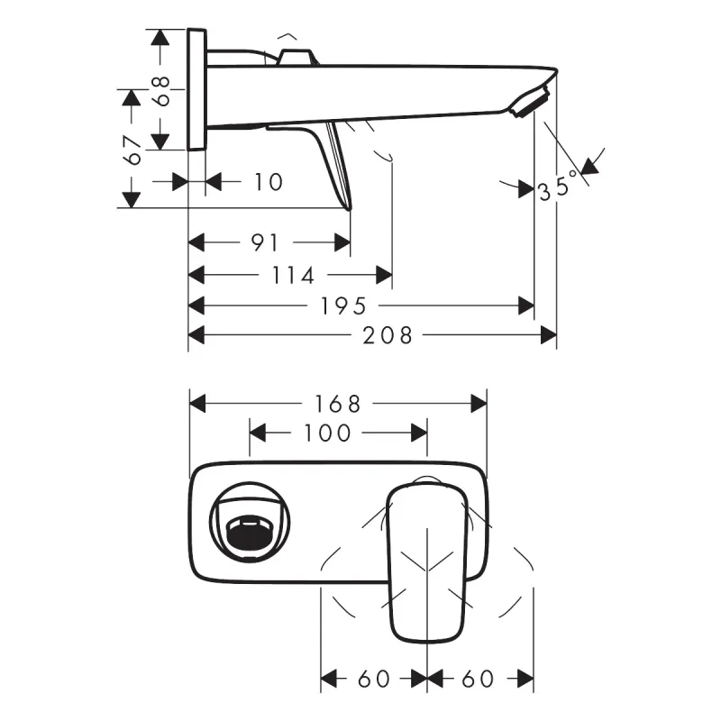 Hansgrohe Logis 1-greps Innebygd Servantbatteri