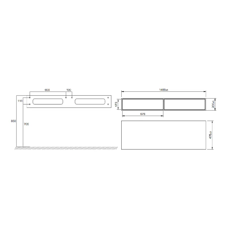 Scandtap Solid S Servantskap 140 cm uten servant
