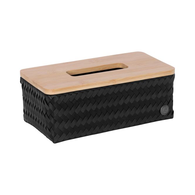 Hovedbilde Handed By Tissue box rectangular Sort med bambuslokk