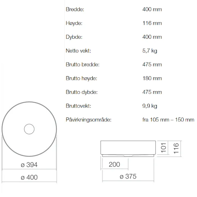 Hovedbilde Alape Bicolor AB.KE400 servant ø40 cm toppmontert