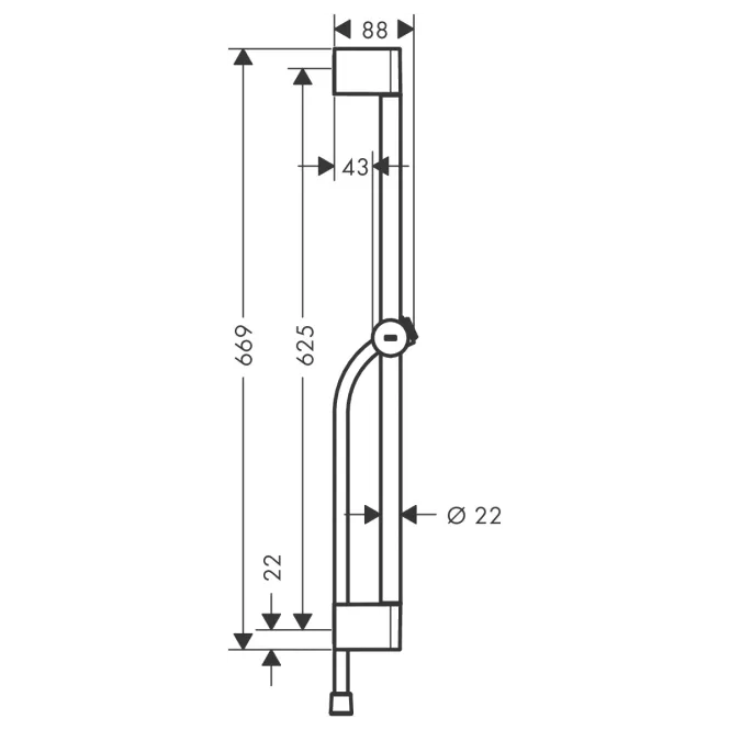 Hovedbilde Hansgrohe Unica Pulsify S 65 cm dusjstang med push dusjholder og ...