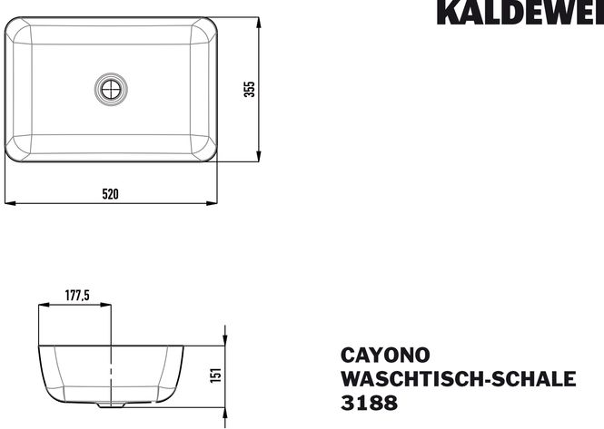 Hovedbilde Kaldewei CAYONO Mod 3188 Toppmontert Servant, 52x35.5 cm, Alpine ...