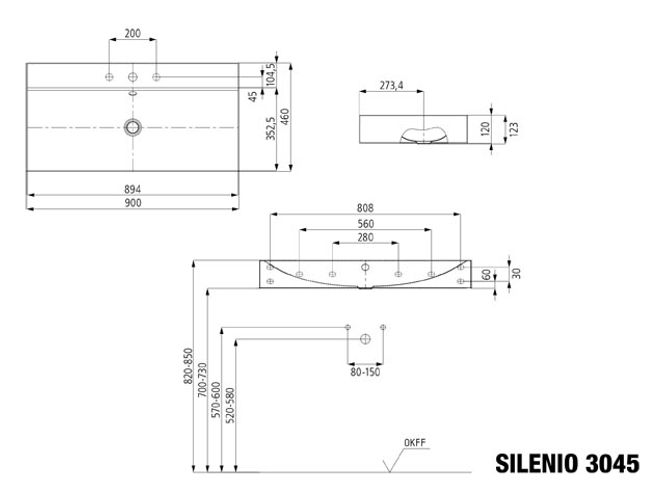 Hovedbilde Kaldewei SILENIO Vegghengt Servant Mod 3045 90x46 cm, Cool Grey 30, 3 ...