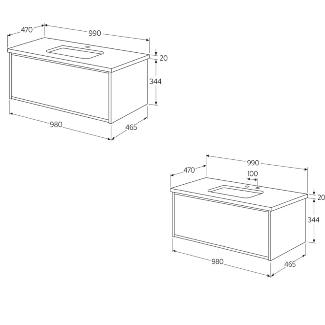 Hovedbilde Gustavsberg Ducentic Servantskap 100 cm med Polar Grey Benkeplate og ...