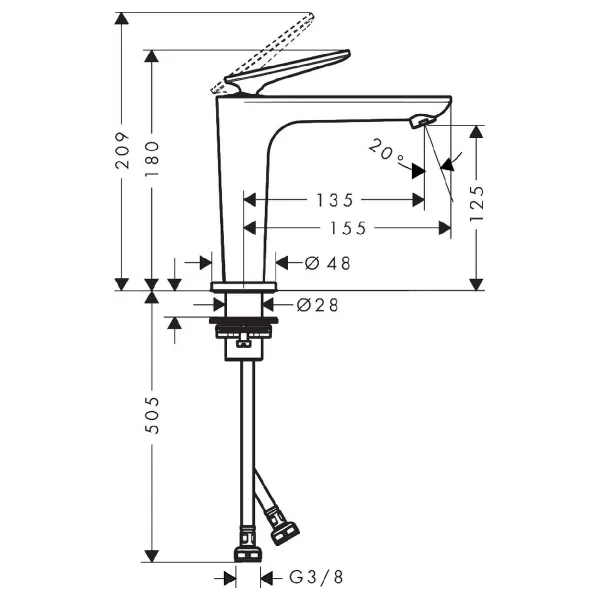 Hovedbilde Axor Citterio C 1-greps Servantbatteri 125 - Cubic Cut