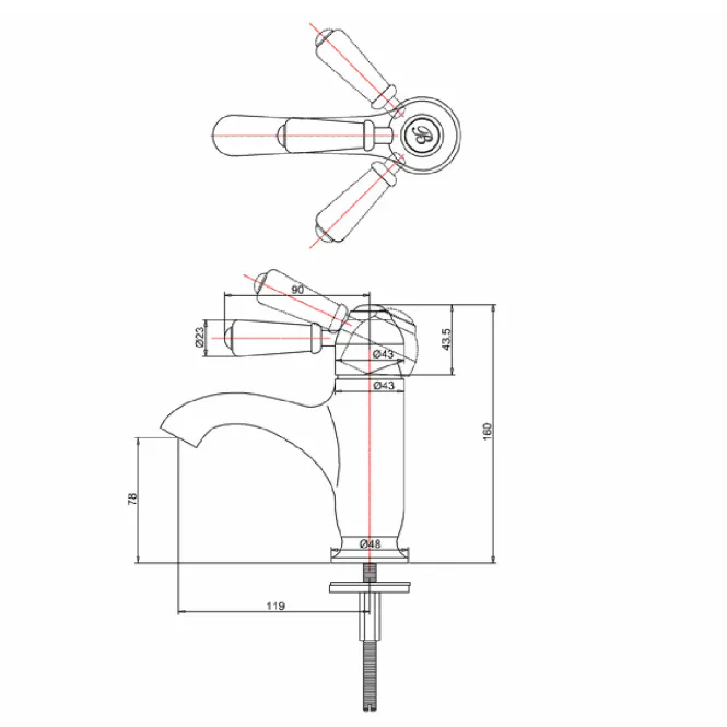 Hovedbilde Burlington Chelsea curved servantbatteri