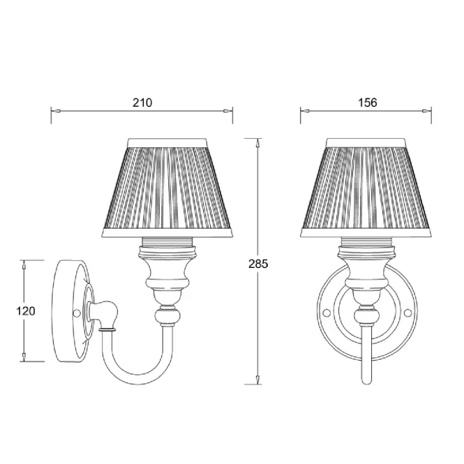 Hovedbilde Burlington Ornate vegglampe med LED-lys - Krom/Lys grå stoff
