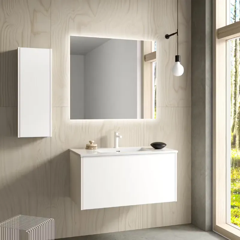 FossBad Frame Speil 90x80 cm med belysning og varmefelt for antidugg