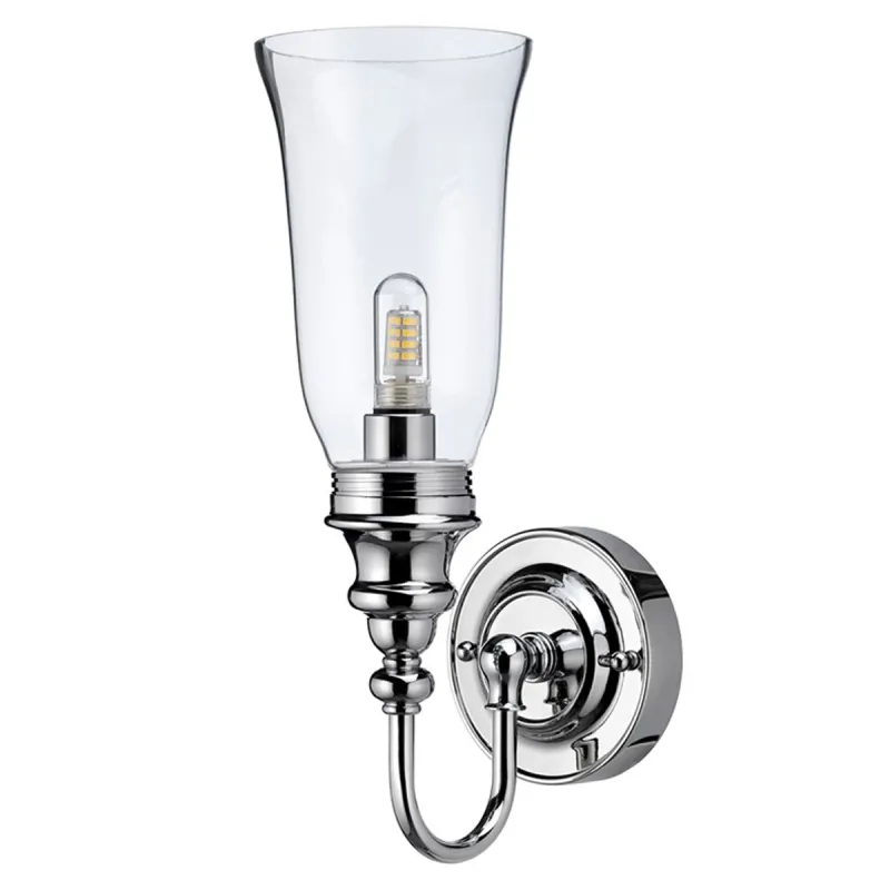 Burlington Ornate vaseformet vegglampe med LED-lys - Krom/klart