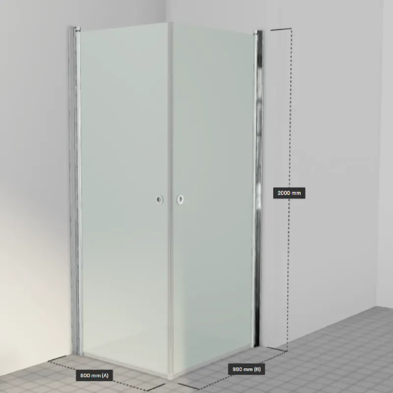 OUTLET: INR LINC Angel Original Dusjhjørne 80x90 cm - Frostet glass/Hvite profiler