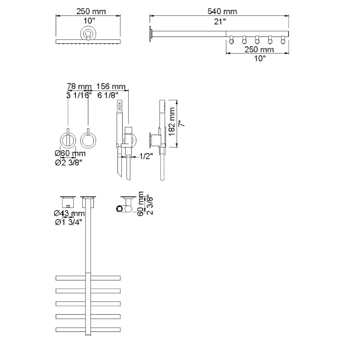 Vola 2471-051 Innebygd Takdusj