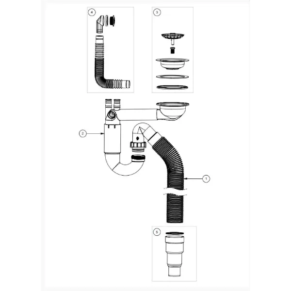 Hovedbilde Contura Steel Kjøkkenvannlås Pro med enkel kurvventil og flexislange