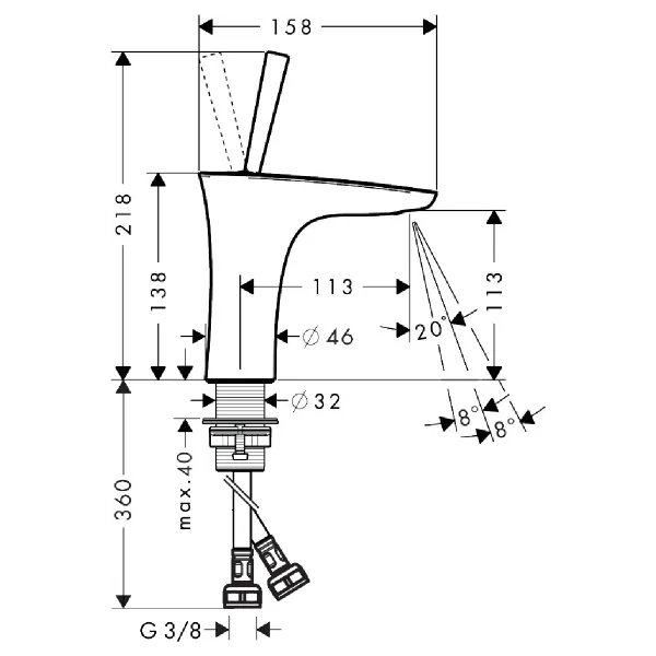 Hovedbilde OUTLET: Hansgrohe Puravida 1-greps Servantbatteri 110 med push-open ...