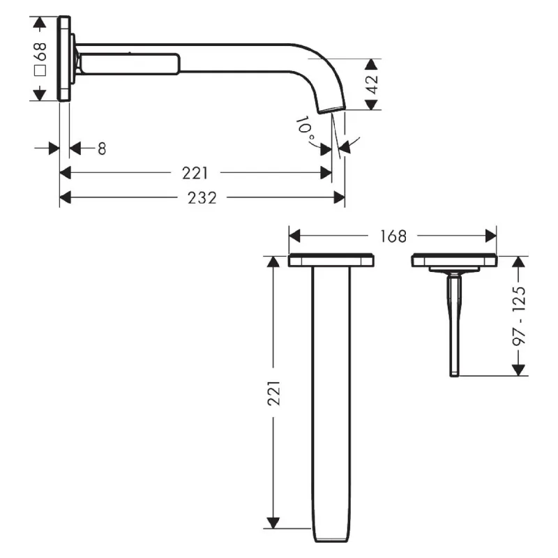 Axor Citterio E 1-greps Innebygd Servantbatteri 22.1 cm tut