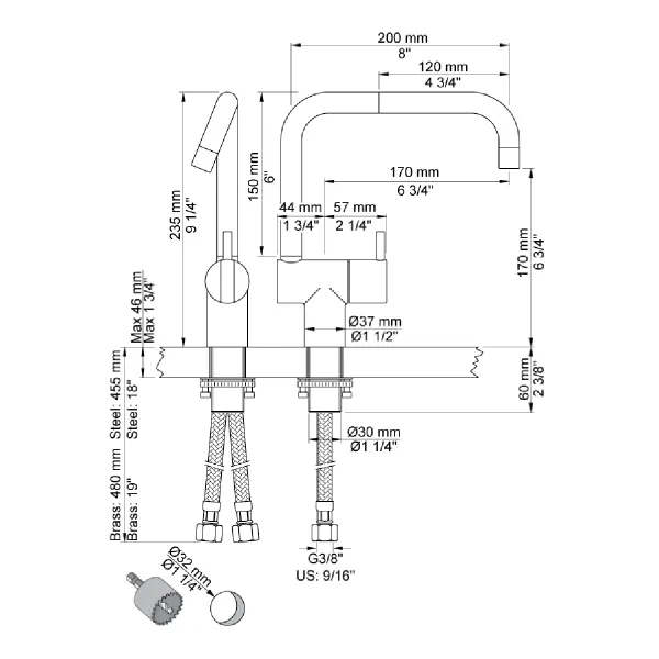 Hovedbilde Vola KV1 Kjøkkenbatteri