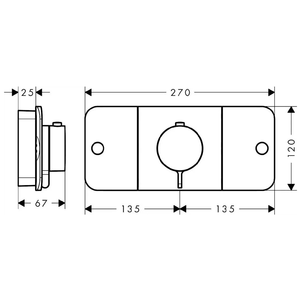 Axor One Innebygd Termostatmodul med 2 uttak