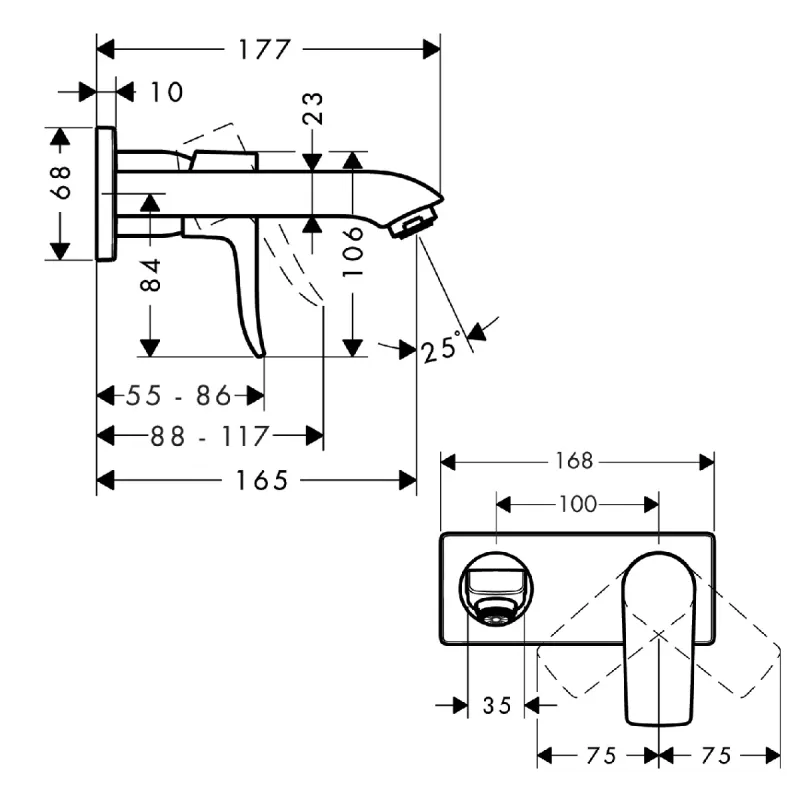 Hansgrohe Metris 1-greps Innebygd Servantbatteri 16.5 cm tut