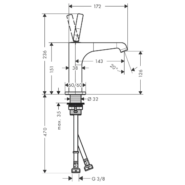 Hovedbilde Axor Citterio E 1-greps Servantbatteri 130