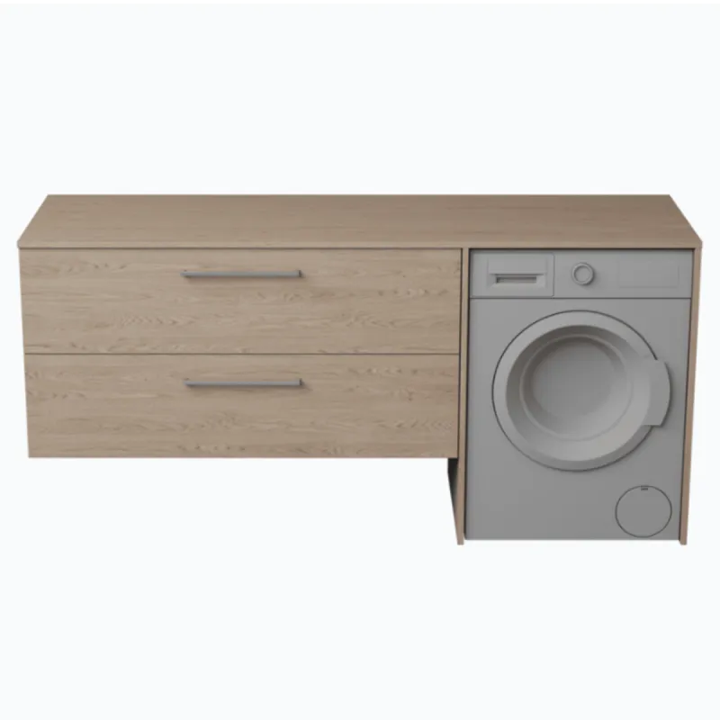 FossBad Variant60 Servantskap 120x58 cm med benkeplate og dekksider tilpasset 1 sidestilt maskin