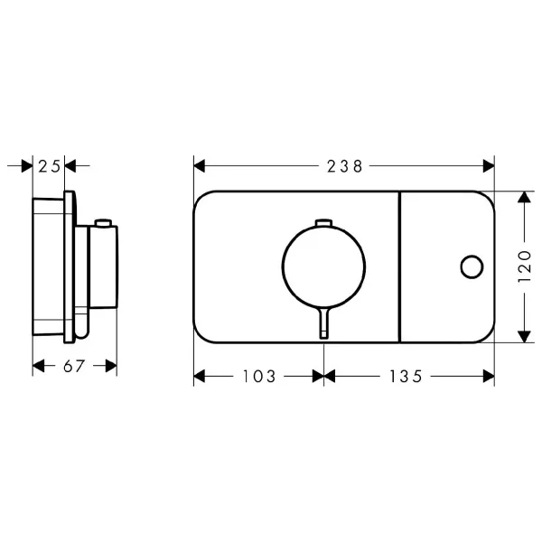 Hovedbilde Axor One Innebygd Termostatmodul med 1 uttak