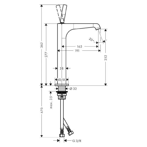 Hovedbilde Axor Citterio E 1-greps Servantbatteri 250
