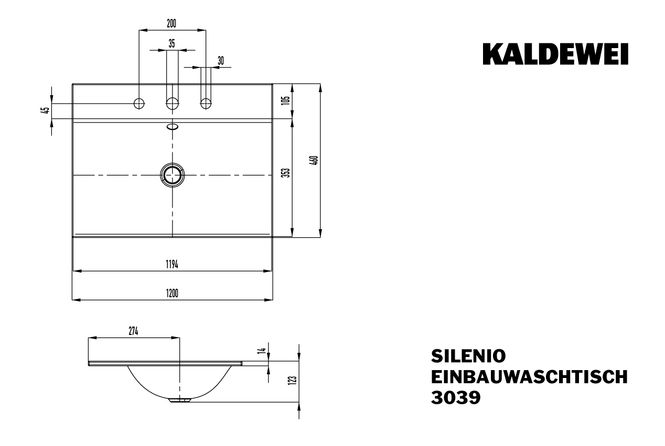 Hovedbilde Kaldewei SILENIO Nedfelt Servant Mod 3039 120x46 cm, Alpine White ...