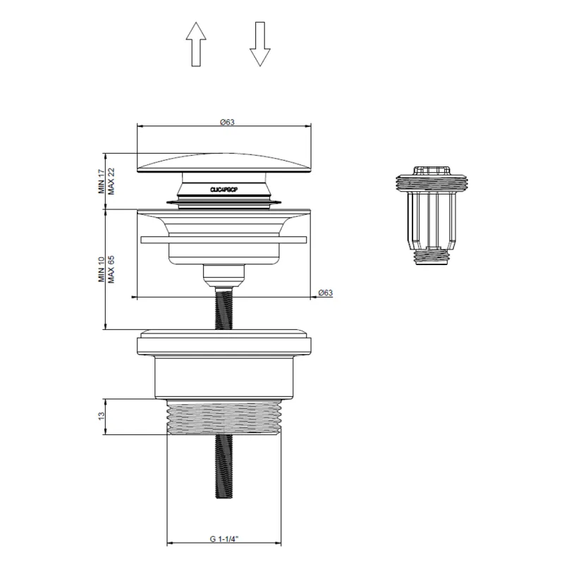 Gessi popup-ventil universal