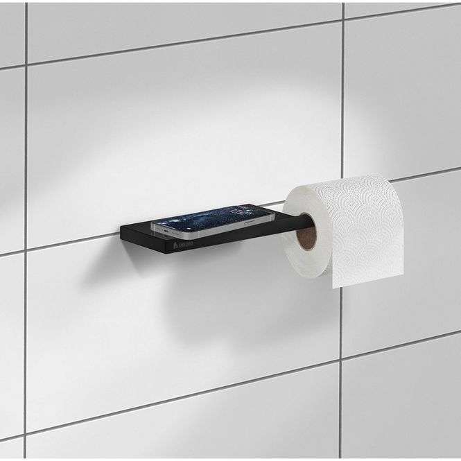 Hovedbilde Smedbo OUTLINE Toalettpapirholder med hylle, Sort