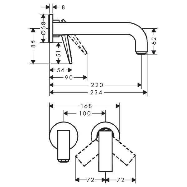 Hovedbilde Axor Citterio 1-greps Innebygd Servantbatteri 22 cm tut