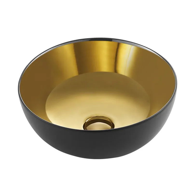 Scala Bad Bella servant ø36 cm toppmontert matt sort/gull 
