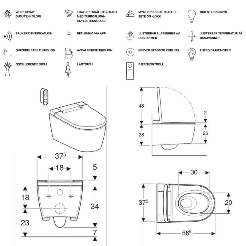 Geberit Aquaclean Sela vegghengt dusjtoalett