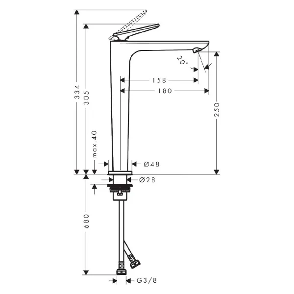Hovedbilde Axor Citterio C 1-greps Servantbatteri 250 - Cubic Cut