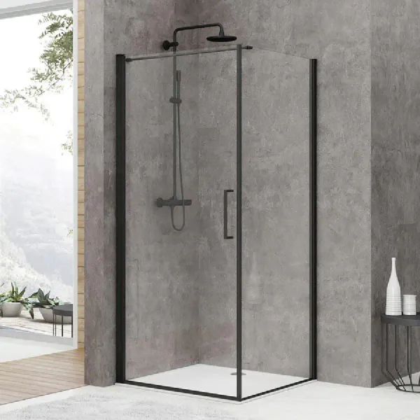 Hovedbilde OUTLET: Sanipro Town Dusjhjørne 80x90 cm – Slagdør og Fastvegg, ...