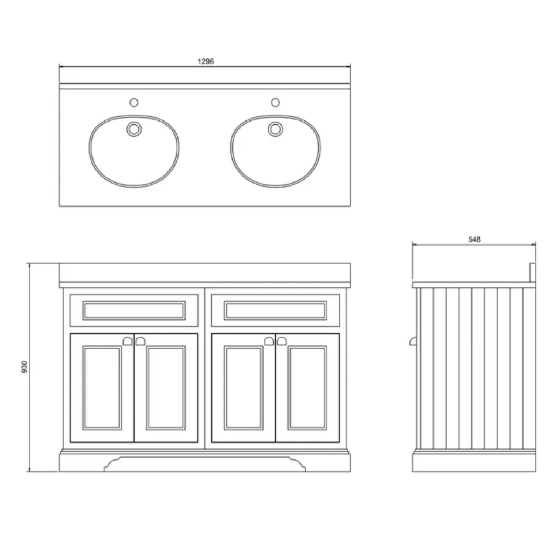 Burlington Servantskap med Benkeplate og Servant 130x55 cm 